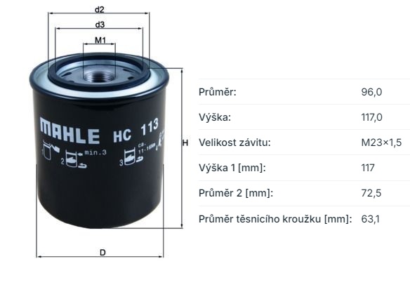 Filtr oleje hydrauliky automatické převodovky MAN TGS/TGX od 2007, SCANIA L,P,G,R,T/P,G,R,