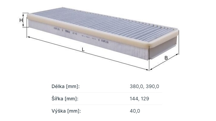 Filtr vzduchu kabiny MERCEDES Zetros, Actros MP4/MP5, Unimog, Actros MP2/MP3