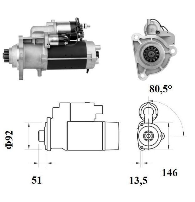 Startér 24V/5,5kW 12z MAN TGA, TGS, TGX D2676LF01-D2876LF25 od 01.2001
