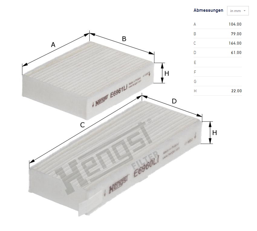 Filtr vzduchu kabiny - sada DAF XD od 09.2022, XF II od 06.2021, XG/XG+ od 06.2021