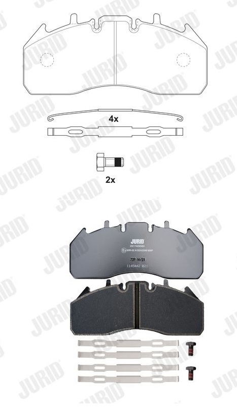 Deska brzdová 29174/29273 Jurid 109,5x250,29 
Meritor Elsa 225-3 RVI C,K,T,D, VOLVO FH/FM