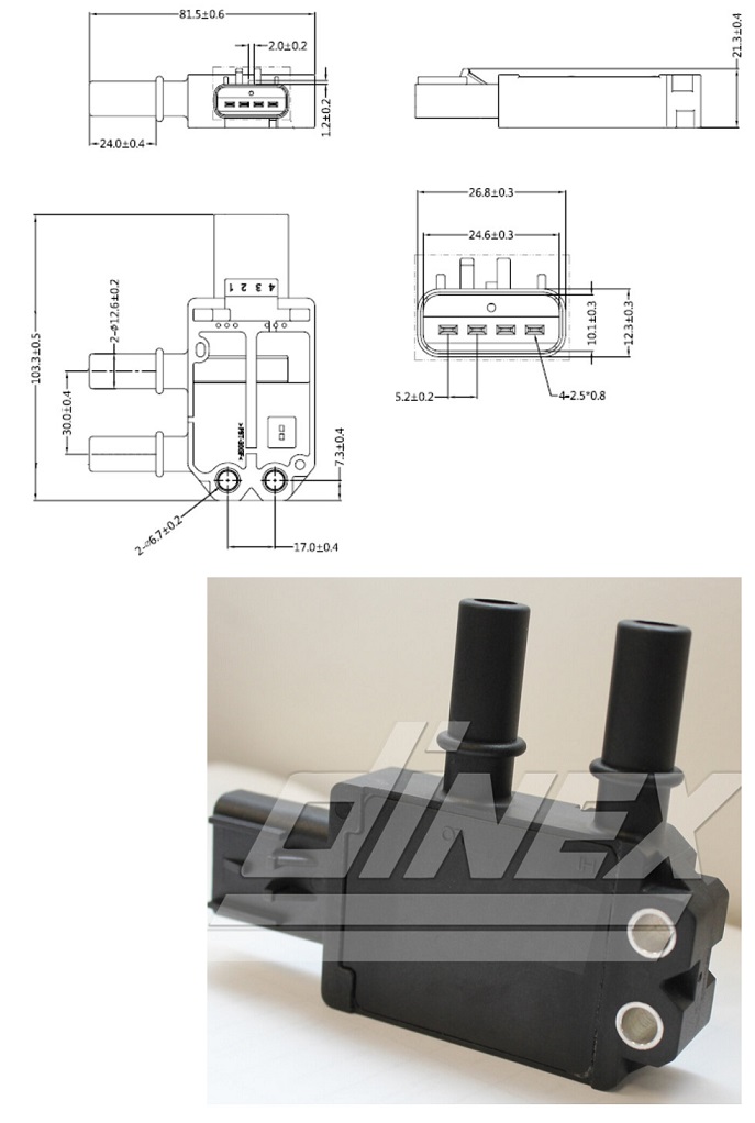 Snímač tlaku výfukových plynů DPF filtru DAF XF 480 /CF/ LF 106 Euro 6 od 2016