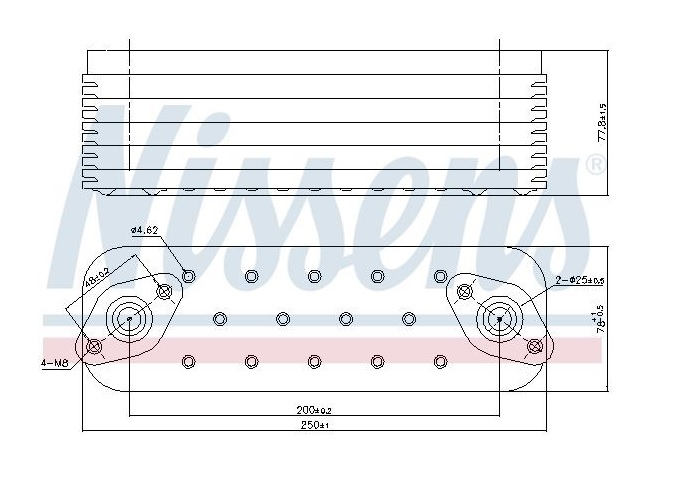 Chladič oleje 250x57x78 MAN TGA, NG/NL/UEL D2066 LUH11/13/14/48 /  LUH41/46/47 EEV