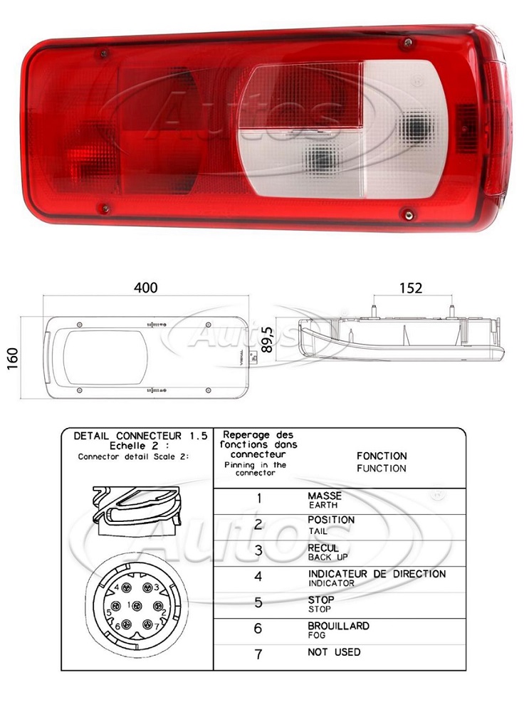Svítilna zadní 6-dílná 12V/24V P AMP-1,5 MAN TGE 02.2017, VW Crafter Van