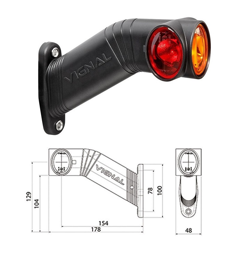 Svítilna poziční - tykadlo PRO-JET L 12V/24V - 1W LED č/ž/b s kabelem 1,75m bez koncovky