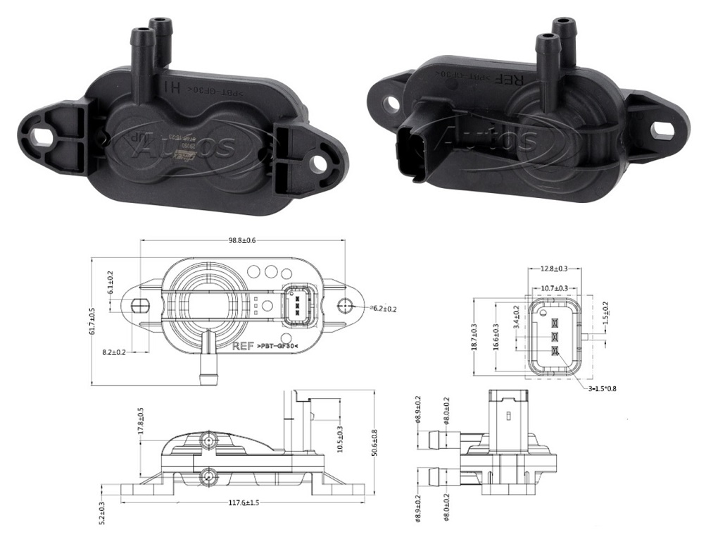 Snímač tlaku výfukových plynů IVECO E.Cargo, AD/AS/AT Stralis/X-Way, AD/AT Trakker, S-Way