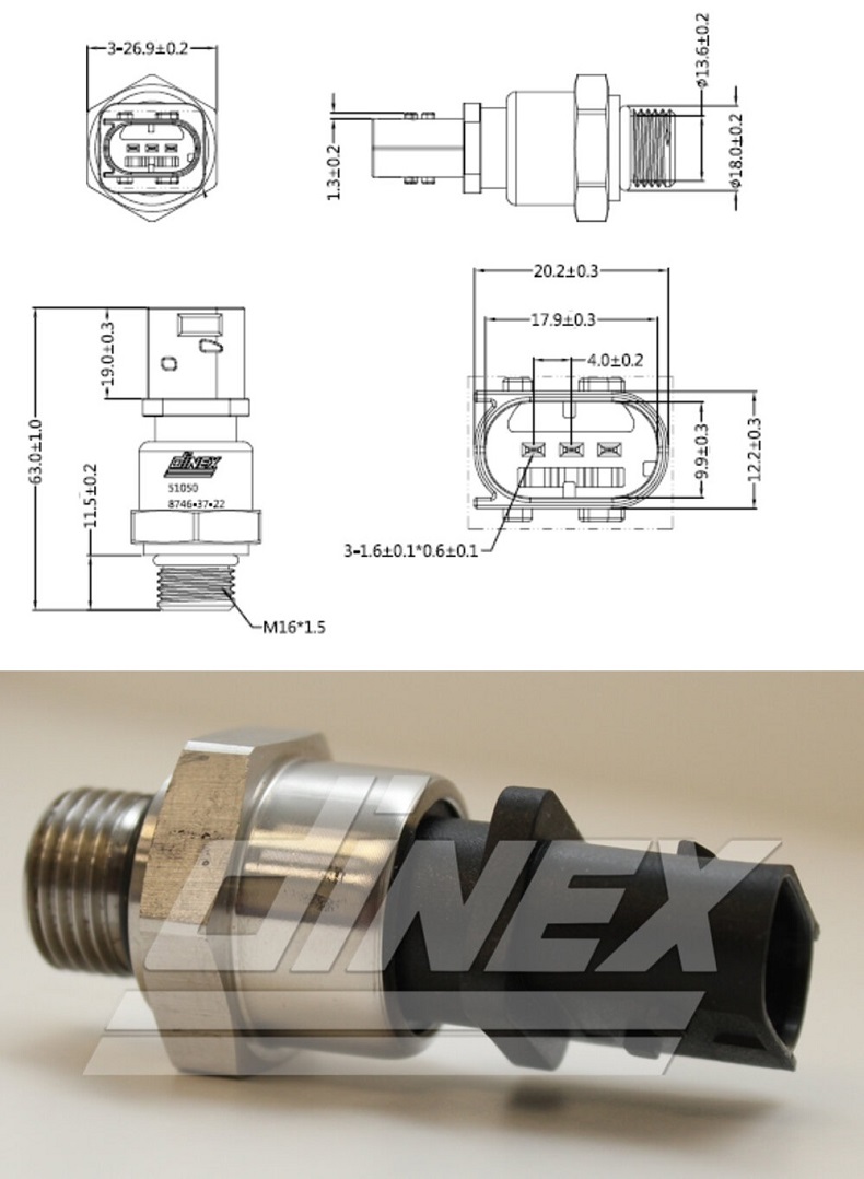 Snímač tlaku výfukových plynů - před DPF filtrem MERCEDES Actros MP4 Euro 6