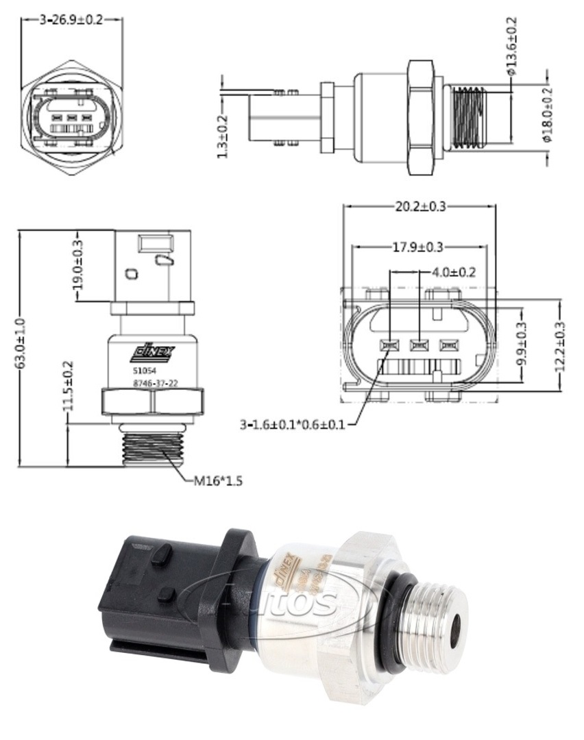 Snímač tlaku výfukových plynů za DPF filtrem MERCEDES Actros MP4/MP5 Euro 6