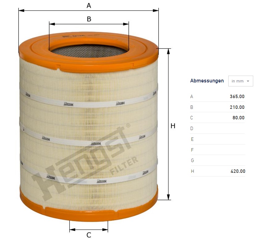 Filtr vzduchu RVI Gama, C/ K / T, Kerax DTi11/ DTi13