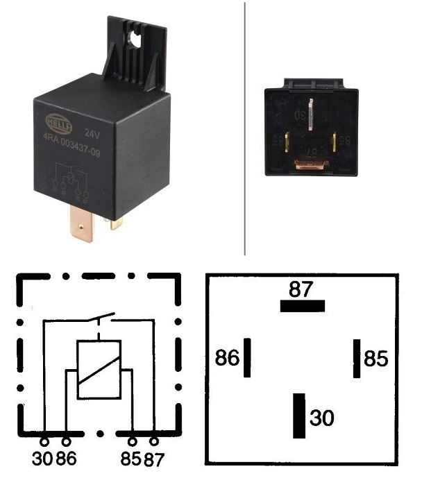 Relé pracovního proudu 24V/60A 4-pin 4RA BOMAG, CATERPILLAR, DAF, IVECO, JOHN DEERE