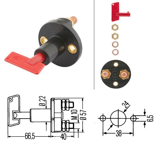 Odpojovač autobaterie hlavní 12V 50A DIN/ISO 40050-IPX2 BOBCAT, CATERPILLAR, CLAAS,SCHMITZ