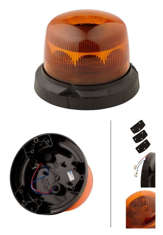 Maják výstražný zábleskový 12V/24V LED oranžový, kabel 0,2m, na šroubky