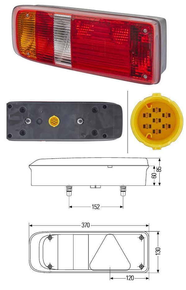 Svítilna zadní 6-dílná 24V /P21W,R10W/ L EASYCONN 1 s trojúhelníkem