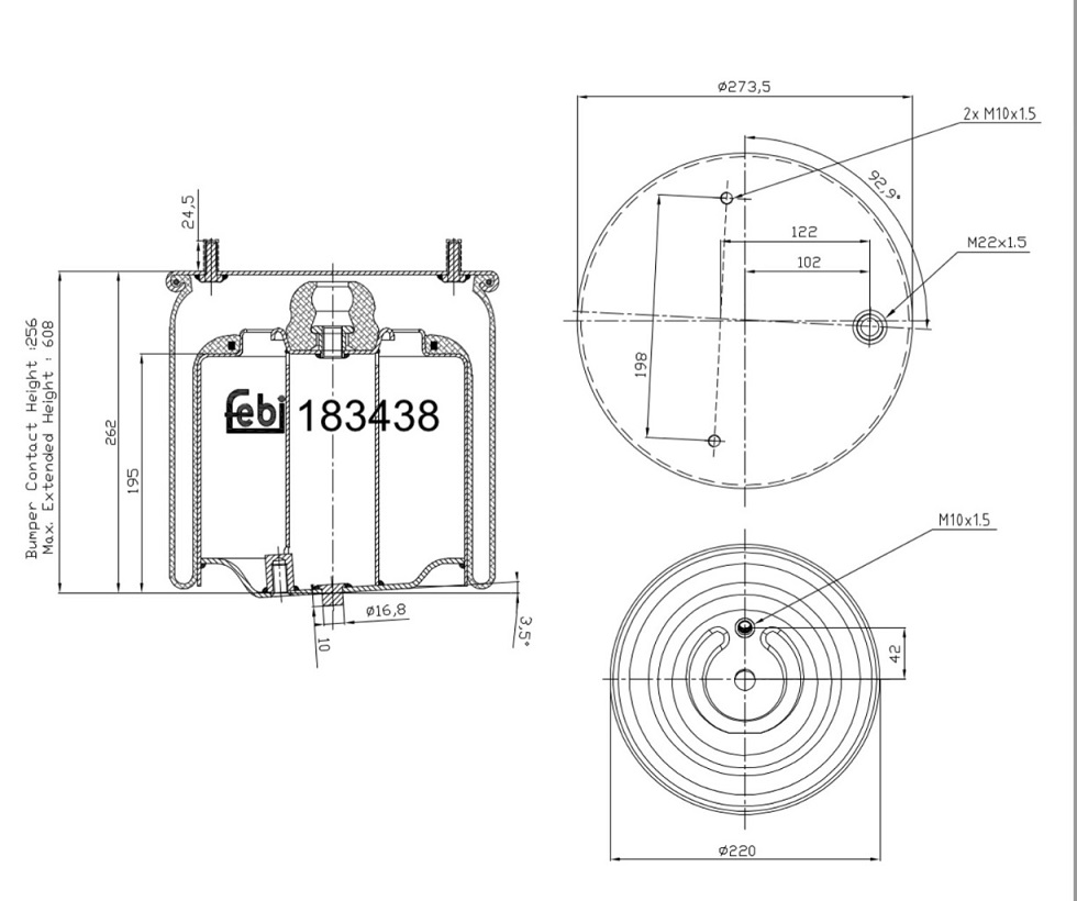 Vlnovec pérování kompletní - železný zvon PN P DAF CF od 2013, XF od 2021, XG/XG+ od 2021