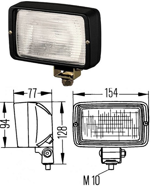 Světlomet pracovní 12V/24V H3 78x128 IP5K4K černý