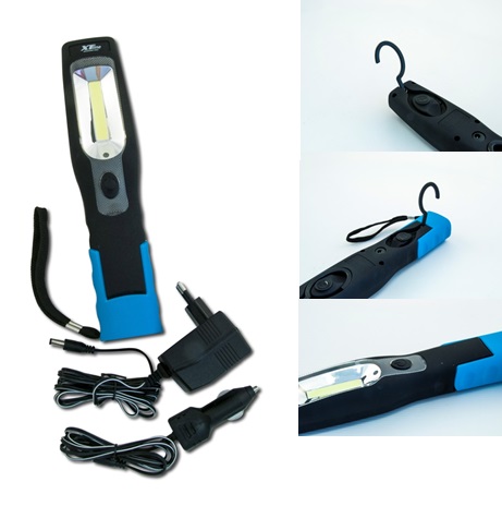 Svítilna dílenská XT Line COBALT 3W+5xLED, magnetický+háček, kloub 180°, 220V+12V