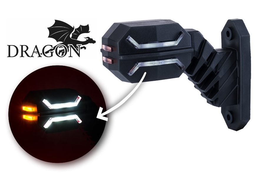 Svítilna poziční - tykadlo P 12V/24V 6xLED červená/bílá, 4xLED oranž., krátká, kabel 0,6m