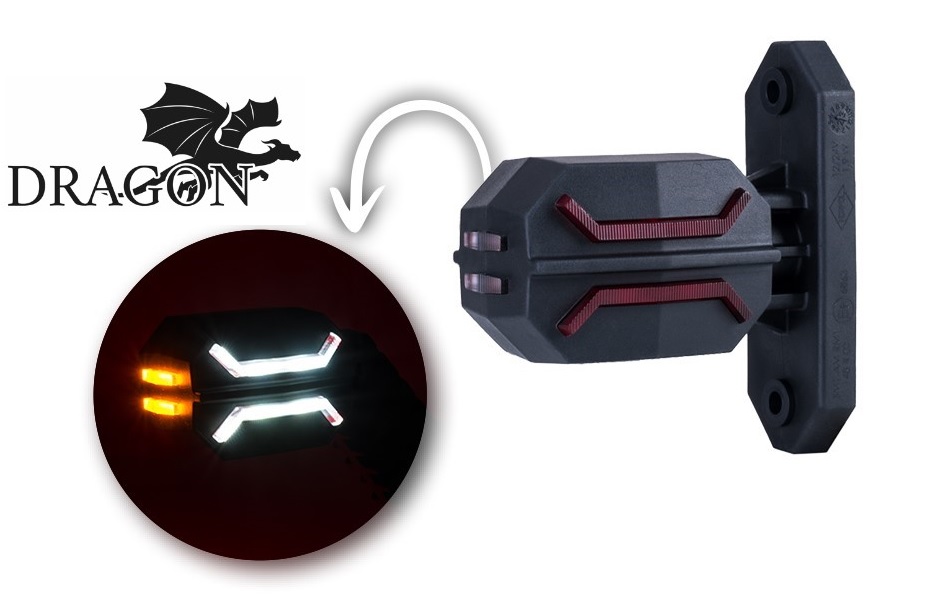 Svítilna poziční - tykadlo L/P 12V/24V 6xLED červená/bílá, 4xLED oranž.,kabel 0,6m