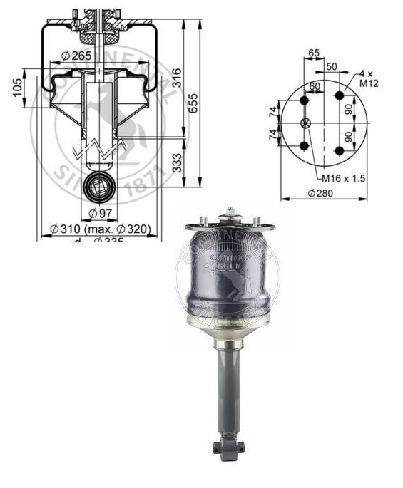 Vlnovec pérování s tlumičem PN RENAULT Iliade, IVECO IRISBUS