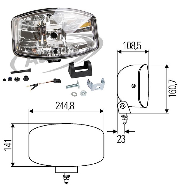 Světlomet dálkový 12V/24V JUMBO 320FF H7 s pozičním svítilnou W5W