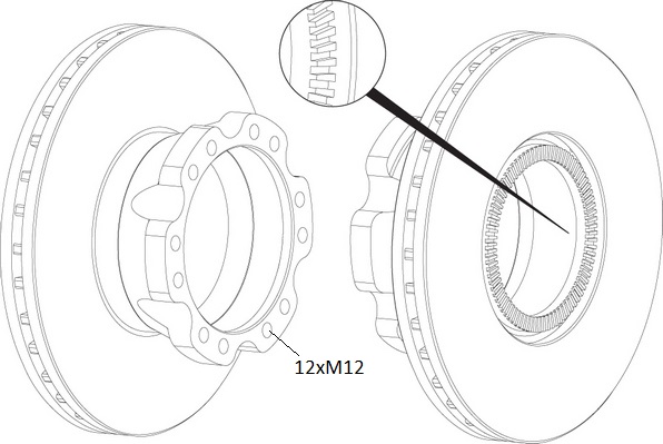 Kotouč brzdový 330x35x119 s kroužkem ABS ZN DAF 45LF