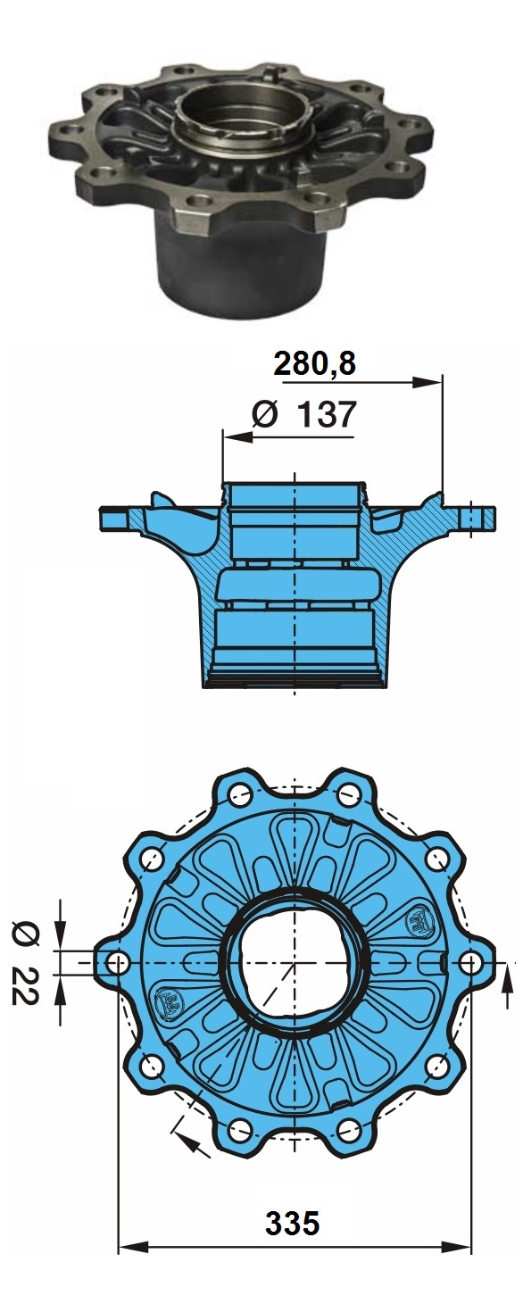 Náboj kola s ložisky BPW HS/HK Eco Plus 2