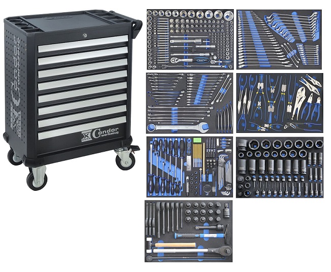 Vozík na nářadí 8 zásuvek + 432 ks nářadí CONDOR TOOLS