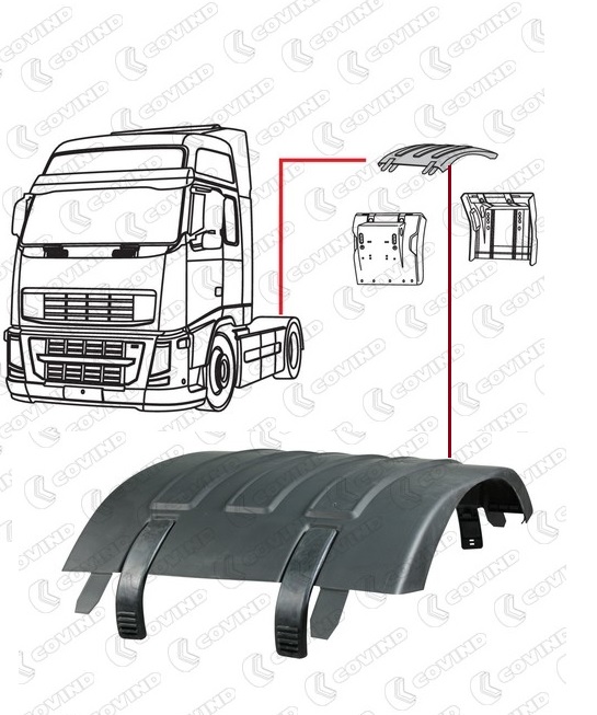Blatník zadní - horní díl RVI Magnum DXi13, Kerax DXi11/13, Premium 2