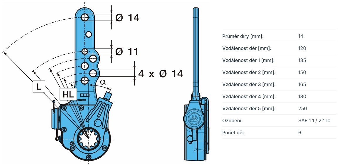 Páka brzdy automat S-ABA 60366/10/ L/P KBA AGS-0 BPW