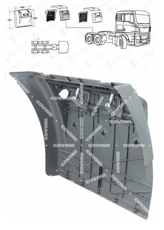 Blatník zadní P - přední díl s držákem MAN TGA, TGS/TGX