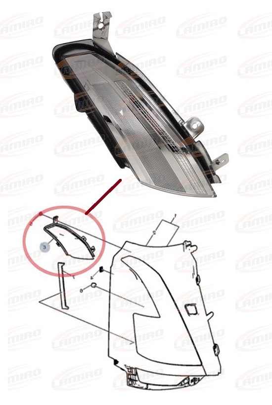 Prodloužení hlavního světlometu - horní P VOLVO FH5 Euro 6 od 2021