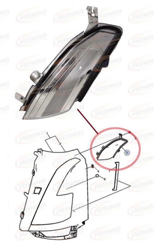 Prodloužení hlavního světlometu - horní L VOLVO FH5 Euro 6 od 2021