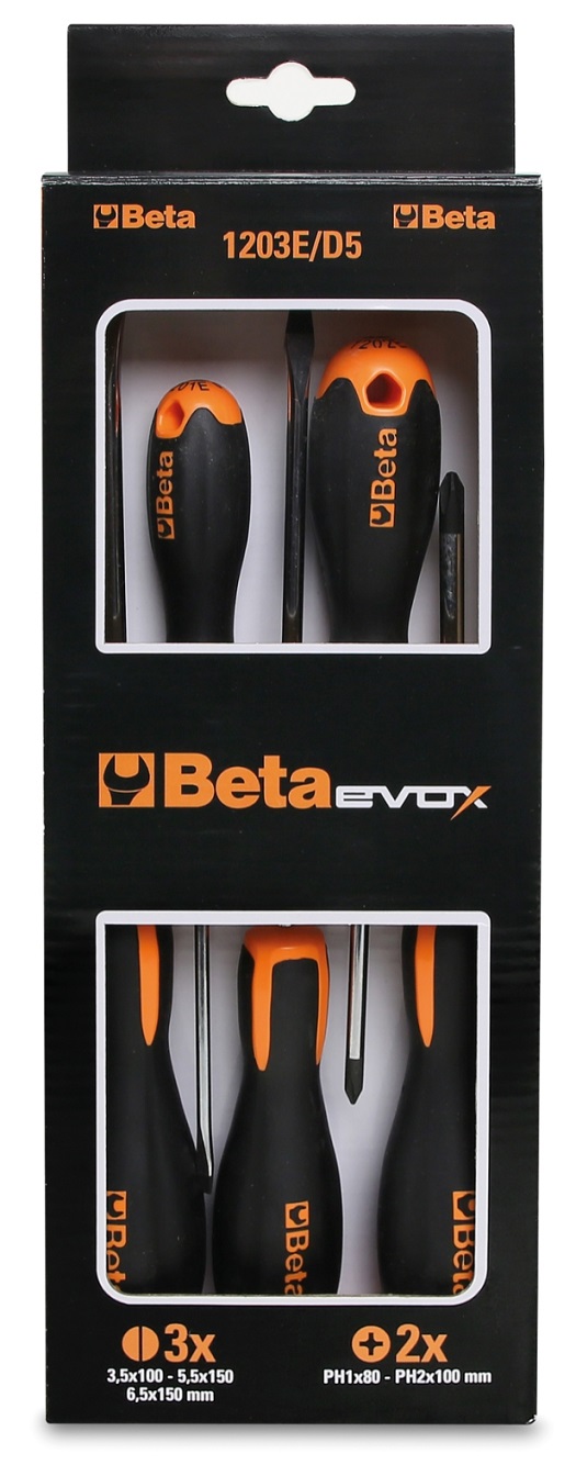 Sada šroubováků EVOX Beta 3,5x100/5,5x150/6,5x150, PH1x80/PH2x100