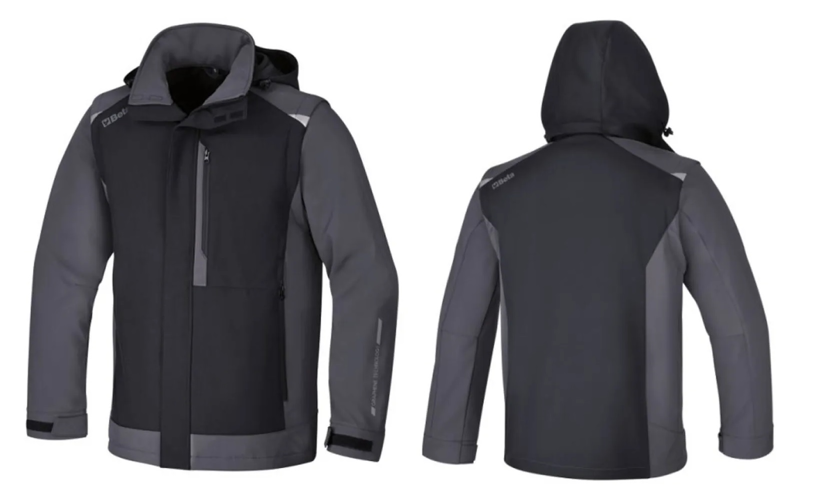 Bunda softshellová pánská s kapucí, šedo/černá BETA vel.2XL