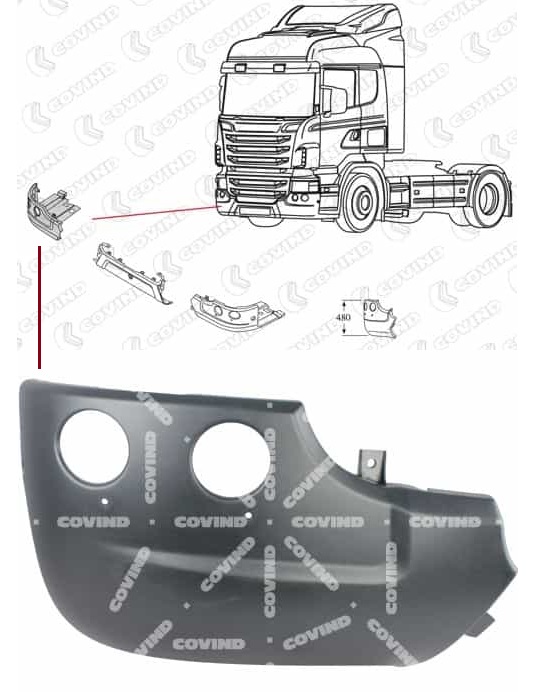 Roh nárazníku 480mm P SCANIA R,CG,CR od 2010