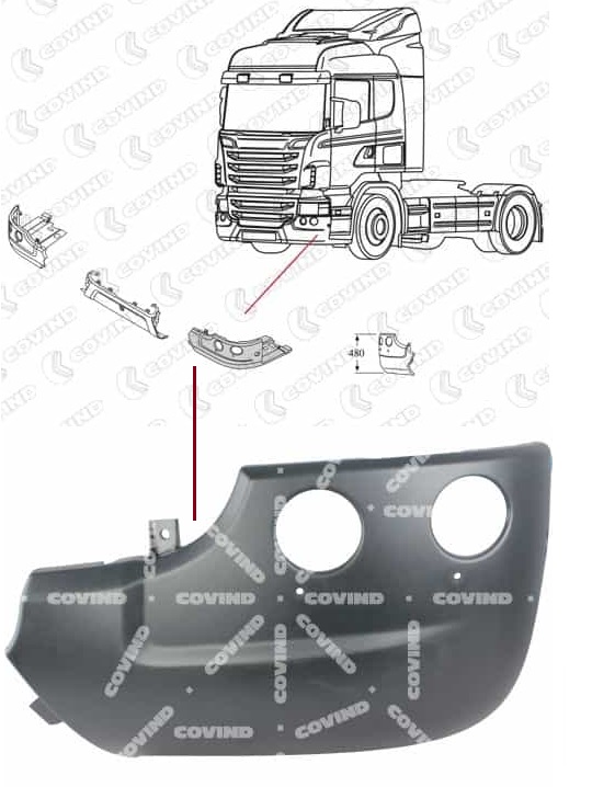 Roh nárazníku 480mm L SCANIA R,CG,CR od 2010
