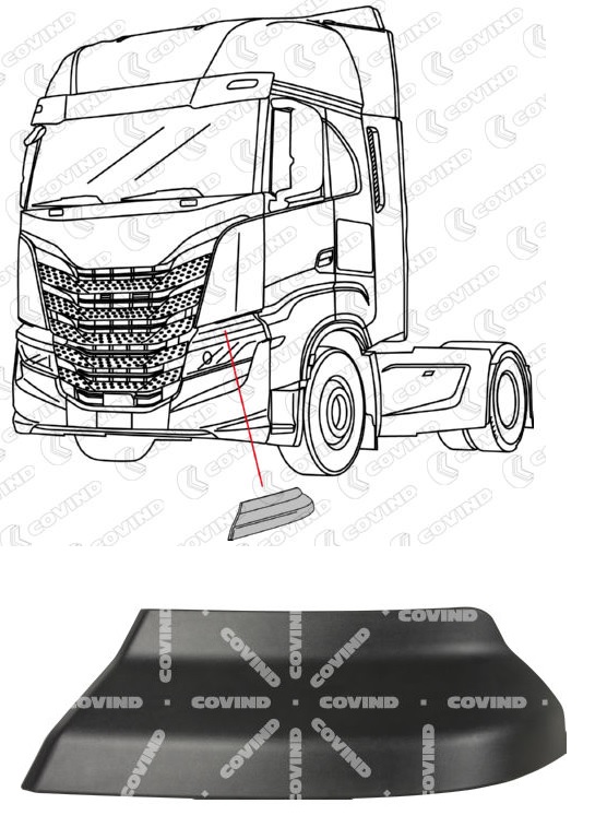 Kryt hlavního světlometu horní L IVECO AS/AD-AT S-Way,  AS/AD-AT X-Way od 2019