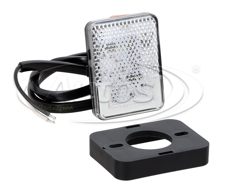 Svítilna poziční 12V/24V LED bílá s odrazkou, kabel 2x0,75mm2/ 0,5m
