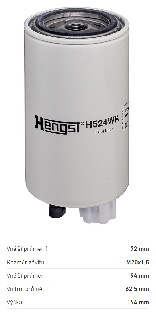 Filtr paliva s odlučovačem BOMAG BW, AMMANN ASC, CASE SV, DYNAPAC CC, HITACHI ZW