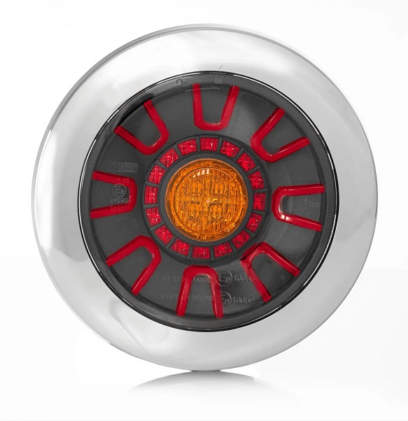 Svítilna zadní 3-dílná L/P 12V/24V LED /pozička,stop, směrovka/ pr.155mm, kabel 1m