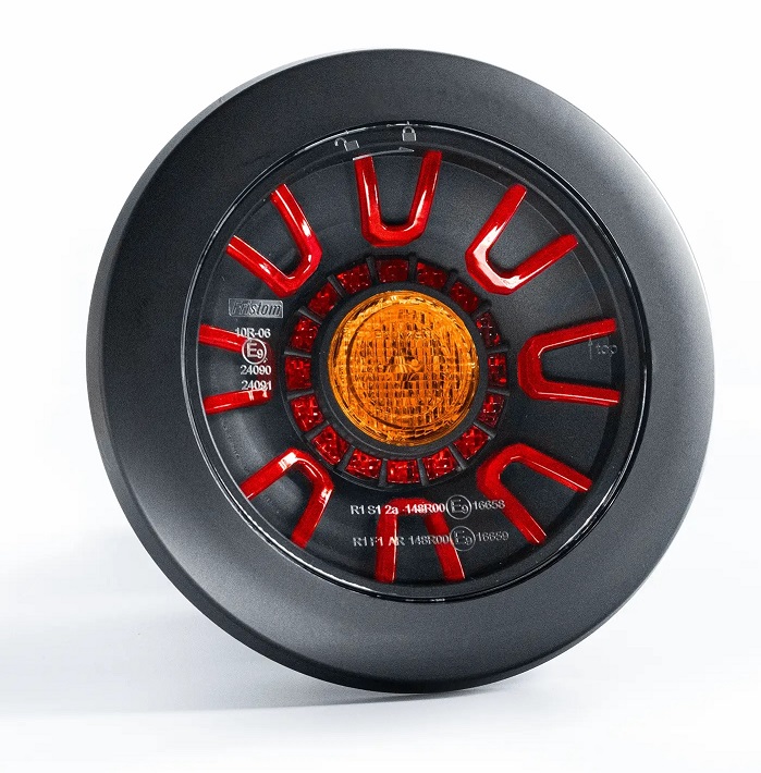 Svítilna zadní 3-dílná L/P 12V/24V LED /pozička,stop, směrovka/ pr.155mm, kabel 1m