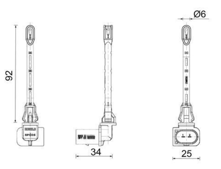 Snímač teploty klimatizace 2-pin VOLVO FH12, FM9 do 2005, RVI Kerax, Midlum, Premium 2