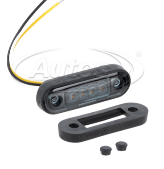 Svítilna poziční 12V/24V 4xLED bílá/žlutá 84x28x13 s podložkou, tmavé sklo, kabel 0,15m