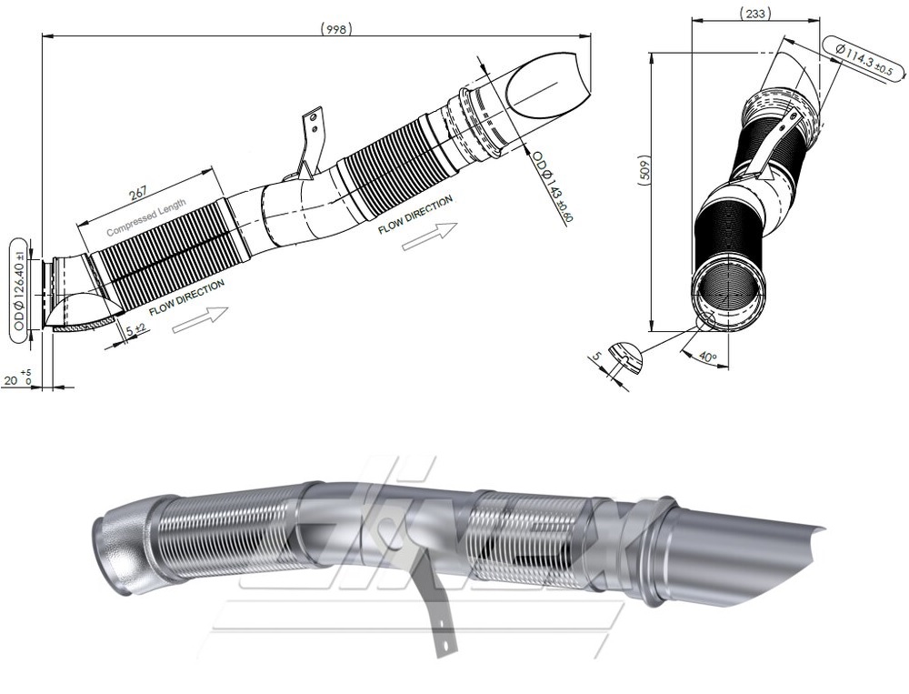 Trubka výfuku SCANIA L,P,G,R,S Euro 6 