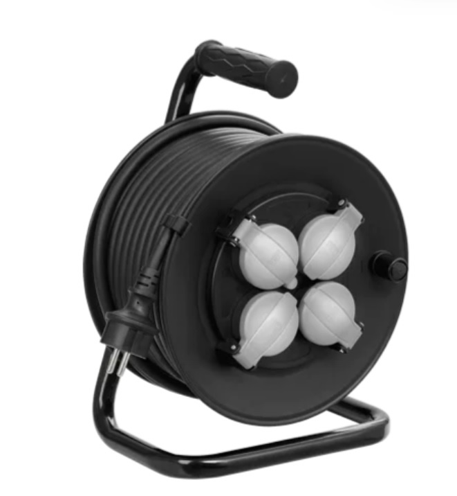 Kabel prodlužovací na bubnu 25m /4 zásuvky, IP44 3G2,5mm2 H07RN-F, 3200W/1100W