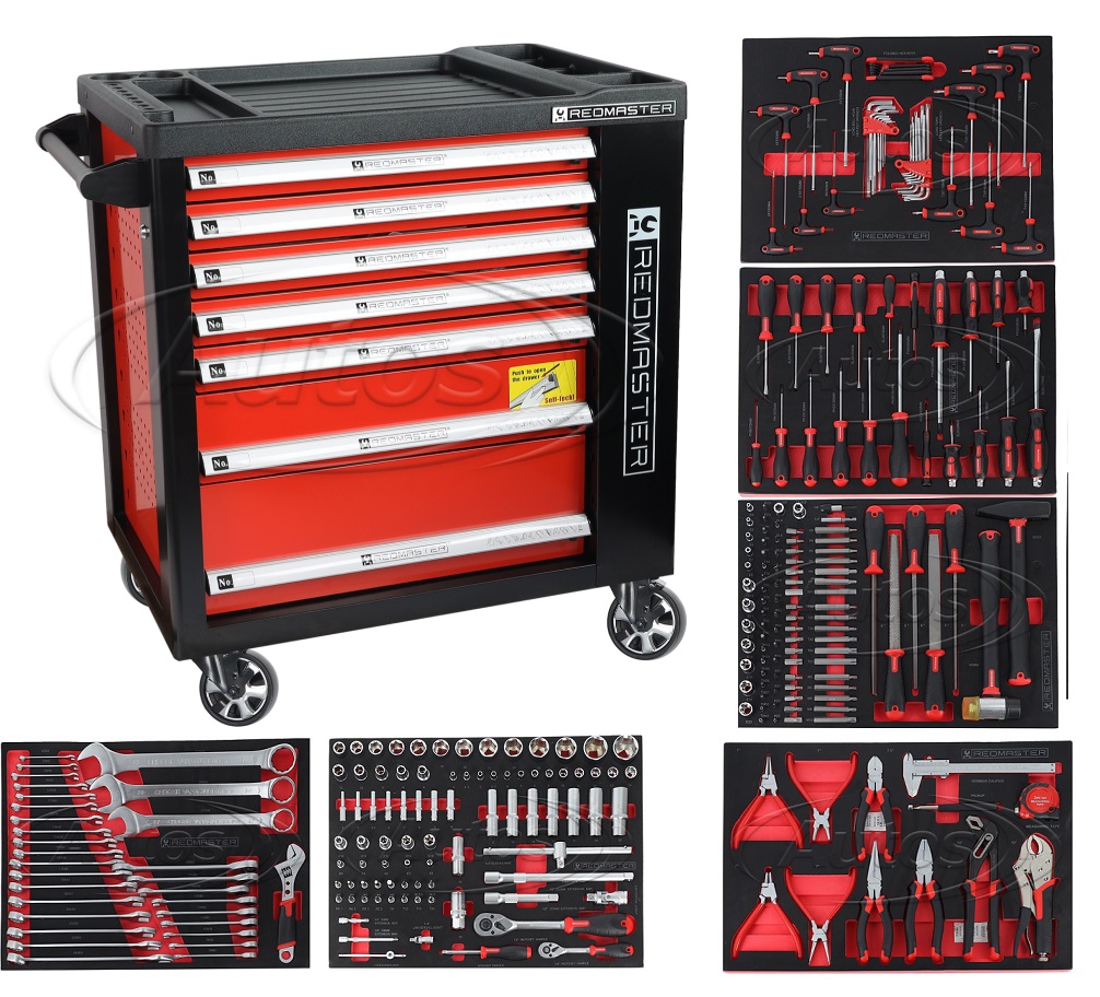 Vozík na nářadí 7 zásuvek + 279 ks nářadí REDMASTER