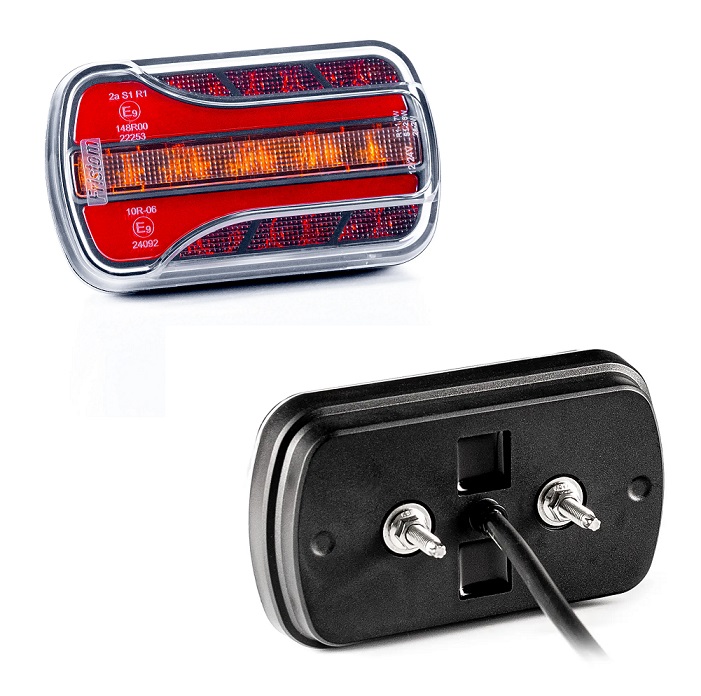 Svítilna zadní 3-dílná L/P 12V/36V LED /pozička, stop,směrovka/, kabel 1m