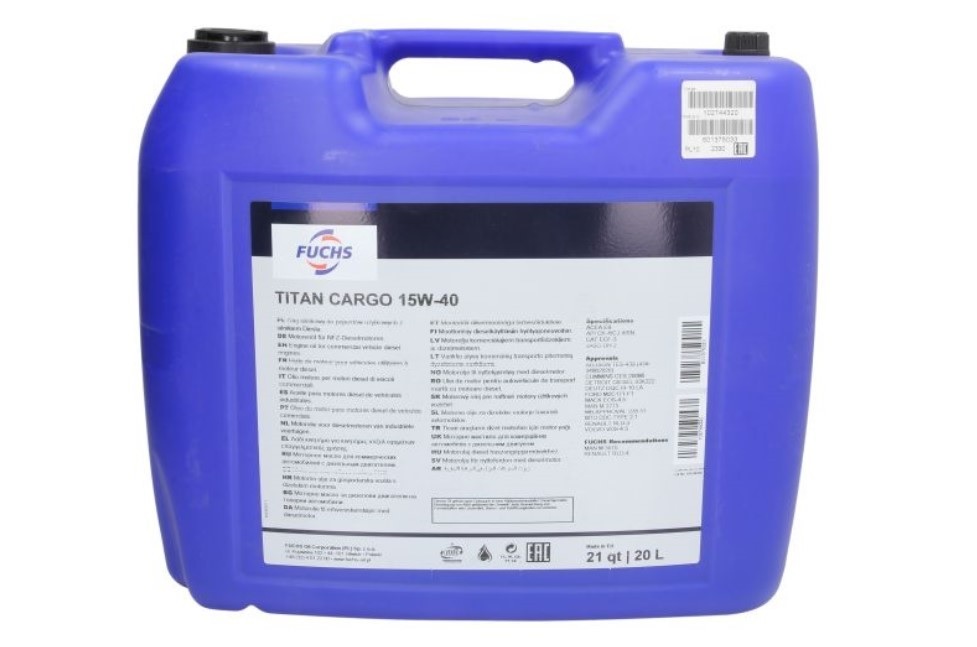 Olej motorový FUCHS TITAN CARGO 15W-40, 20 l