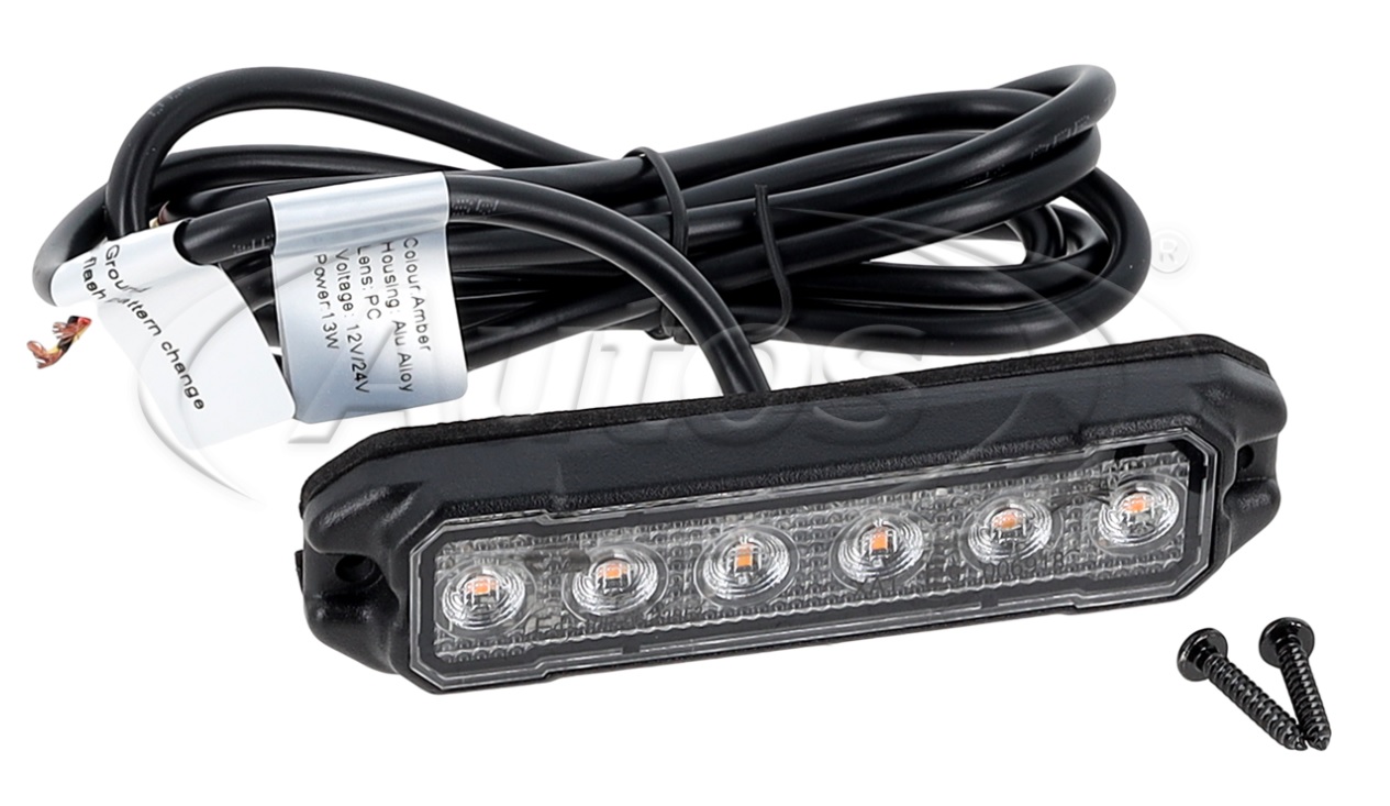 Svítilna výstražná záblesková 12/24V 13W 6xLED, kabel 1,5m