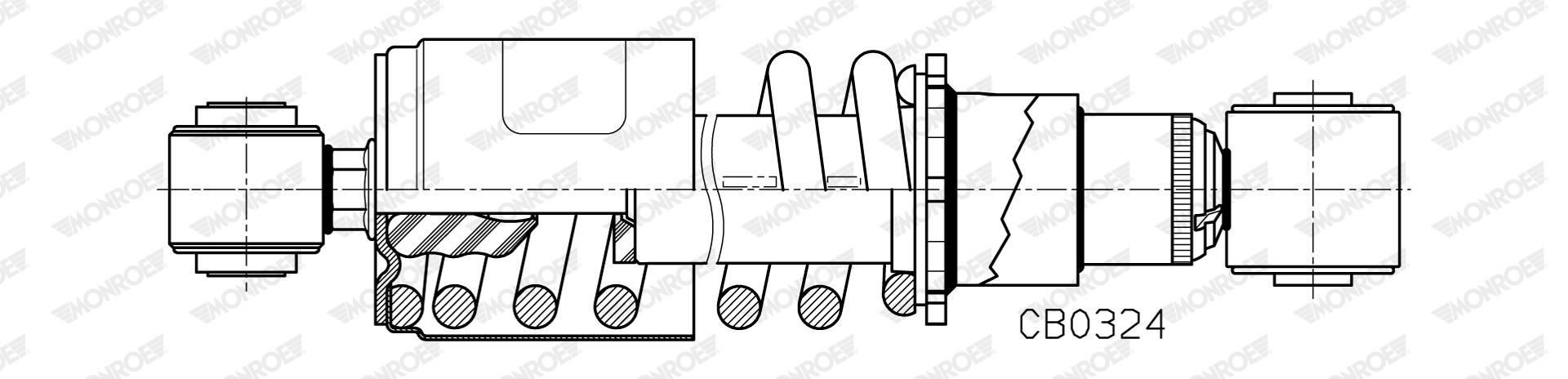 Tlumič pérování kabiny zadní O/O 25,4x284/351 s pružinou MAN TGX I 06-21/TGX II/TGS II